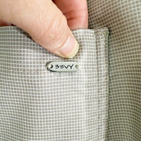 NWT Bevy Flog Tan/White Micro Plaid Pants Straight Leg Mid Rise Women's Size 27 - Picture 7 of 10